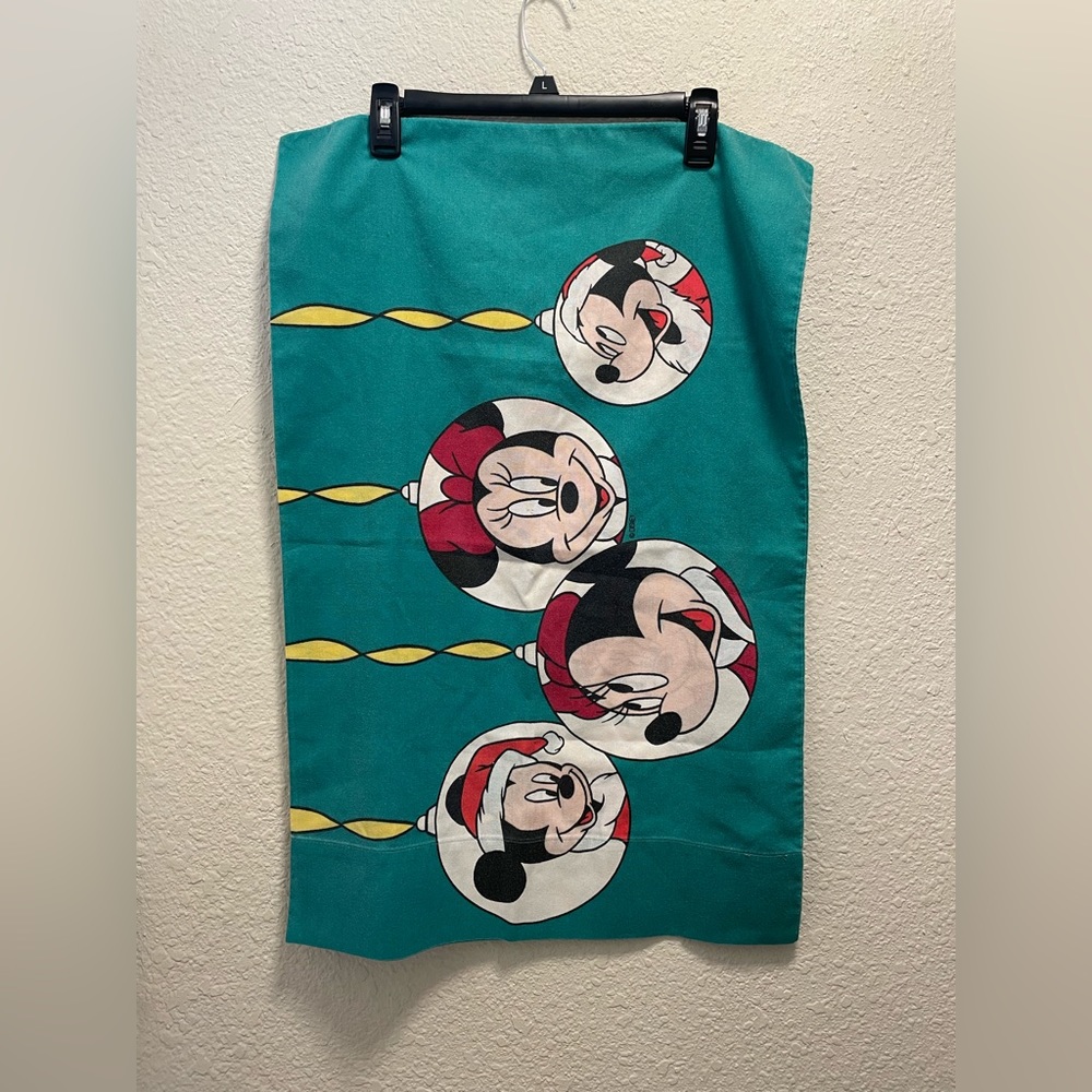 Vintage Disney Mickey and Minnie Christmas pillow case green